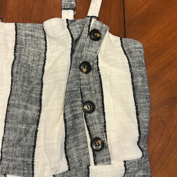 Urban Romantics Jumpsuit Romper Womens L Striped Linen Blend Wide Leg Sleeveless - Picture 2 of 9